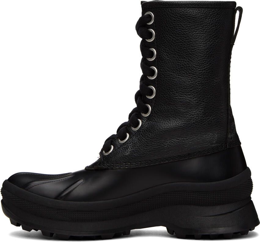 Jil Sander Black Leather Lace-Up Boots - Picture 2