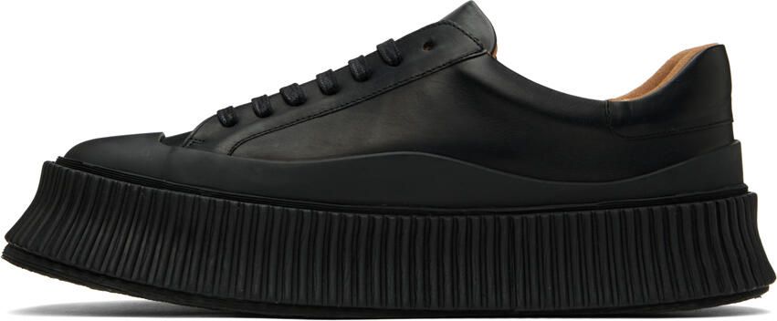 Jil Sander Black Leather Platform Sneakers - Picture 3