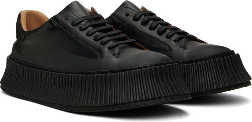 Jil Sander Black Leather Platform Sneakers - Picture 2