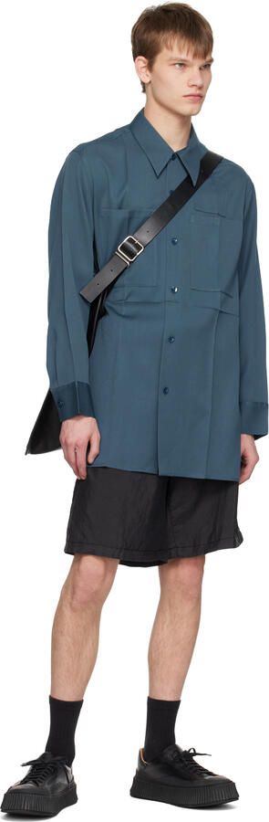 Jil Sander Black Leather Platform Sneakers - Picture 4