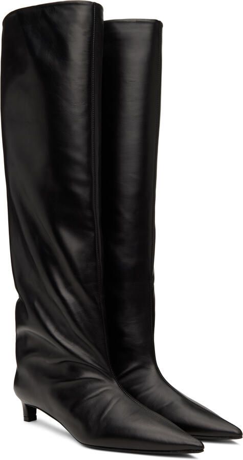 Jil Sander Black Leather Tall Boots - Picture 2