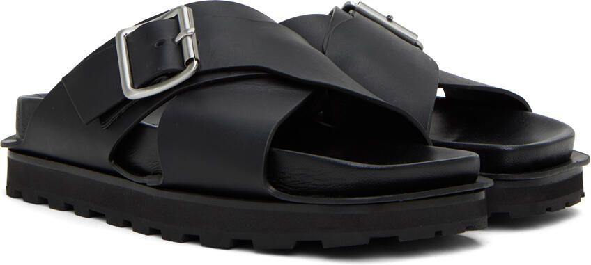 Jil Sander Black Pin-Buckle Slides - Picture 2