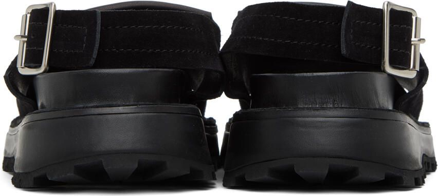 Jil Sander Black Reverse Suede Sandals