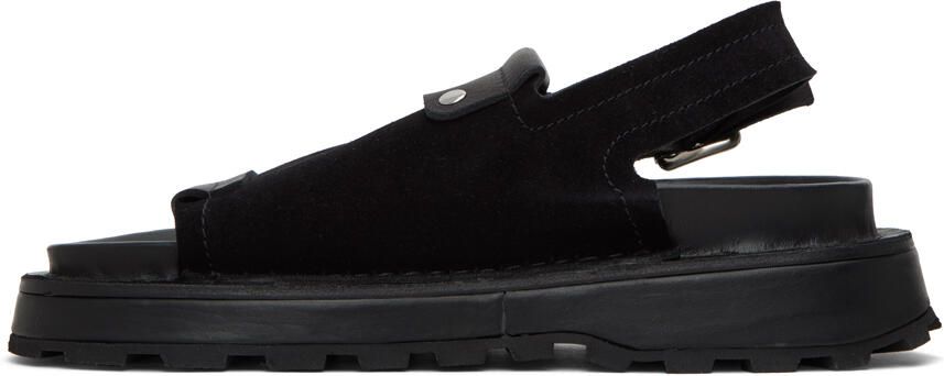 Jil Sander Black Reverse Suede Sandals - Picture 3