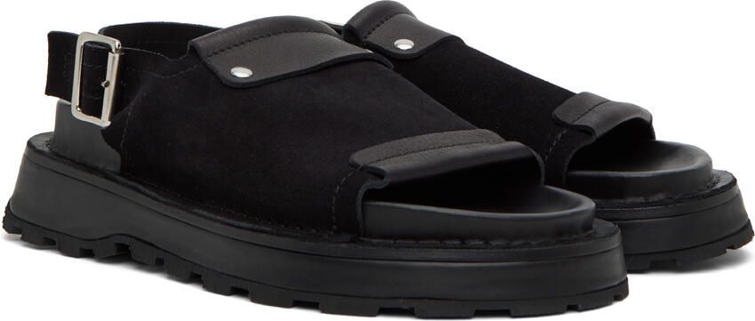 Jil Sander Black Reverse Suede Sandals - Picture 2