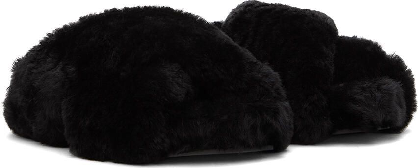 Jil Sander Black Shearling Wrap Sandals - Picture 2