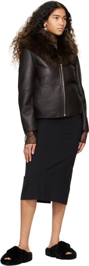 Jil Sander Black Shearling Wrap Sandals - Picture 3