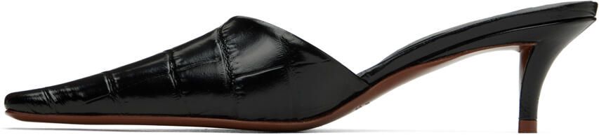 Jil Sander Black Square Toe Mules - Picture 4