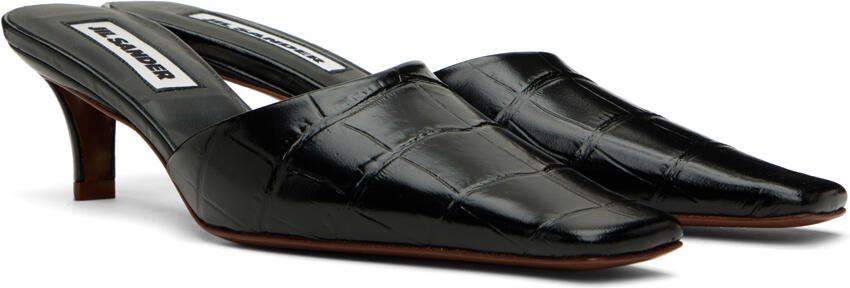Jil Sander Black Square Toe Mules - Picture 3