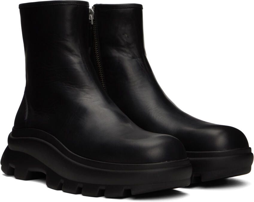 Jil Sander Black Zip Boots - Picture 2