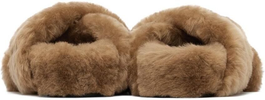 Jil Sander Brown Shearling Wrap Sandals - Picture 3