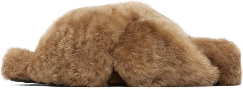 Jil Sander Brown Shearling Wrap Sandals - Picture 4