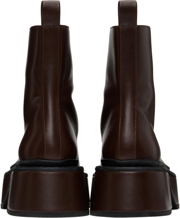 Jil Sander Brown Wedge Platform Boots