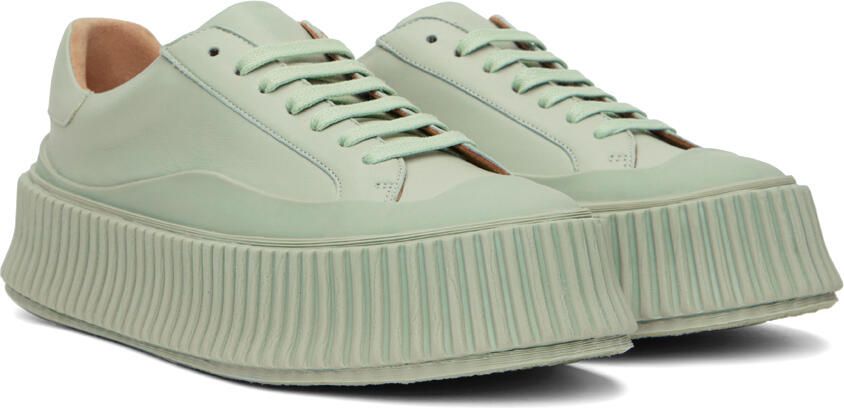 Jil Sander Green Leather Sneakers - Picture 2