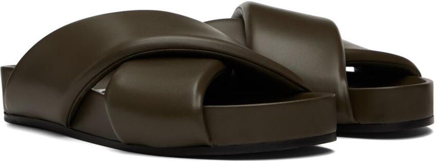 Jil Sander Khaki Oversize Wrapped Slides