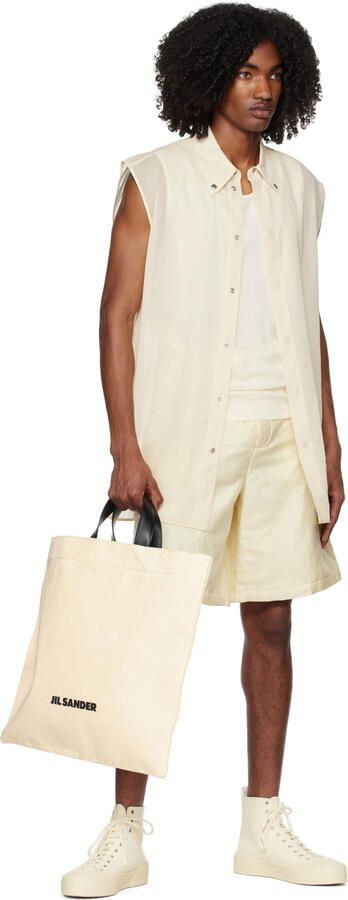 Jil Sander Off-White Canvas High-Top Sneakers - Picture 4