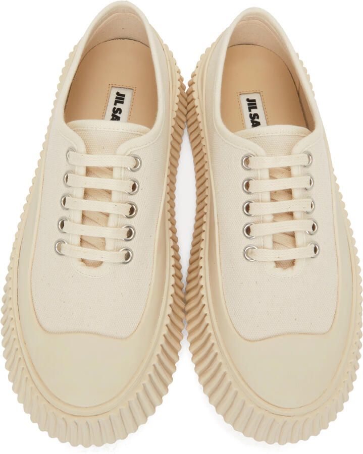 Jil Sander Off-White Canvas Platform Sneakers