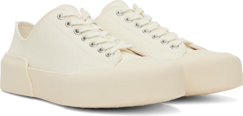 Jil Sander Off-White Canvas Sneakers - Picture 2