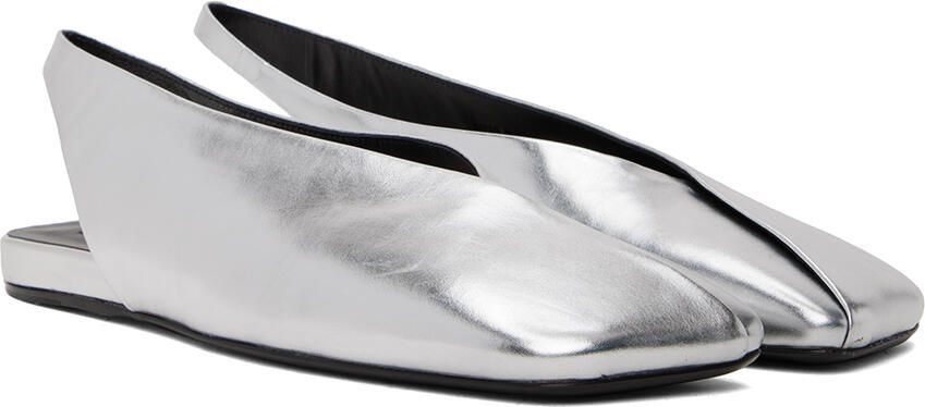 Jil Sander Silver Slingback Slippers - Picture 2