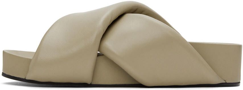 Jil Sander Taupe Oversize Wrapped Slides - Picture 3
