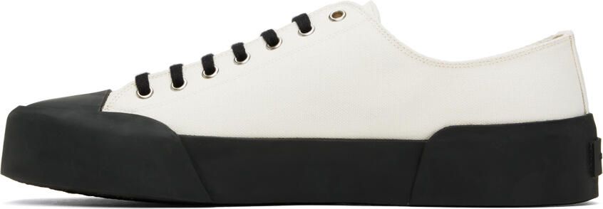 Jil Sander White & Black Canvas Sneakers - Picture 4
