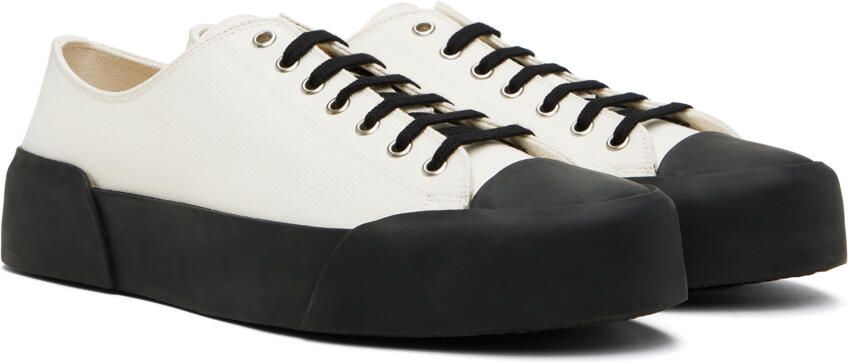 Jil Sander White & Black Canvas Sneakers - Picture 3