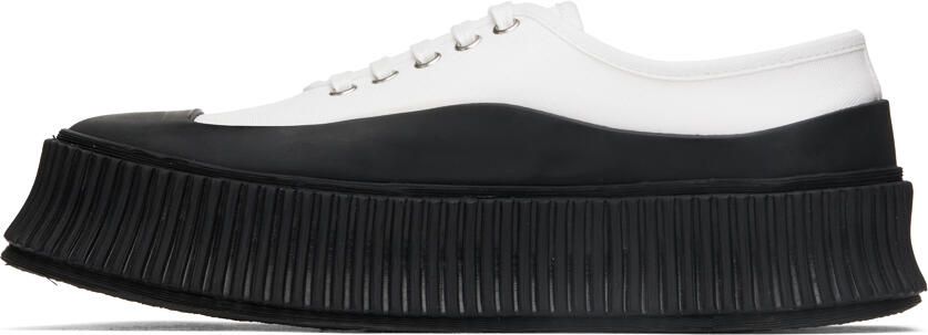 Jil Sander White Canvas Platform Sneakers - Picture 3