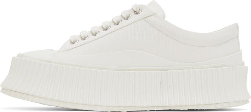 Jil Sander White Canvas Platform Sneakers - Picture 4