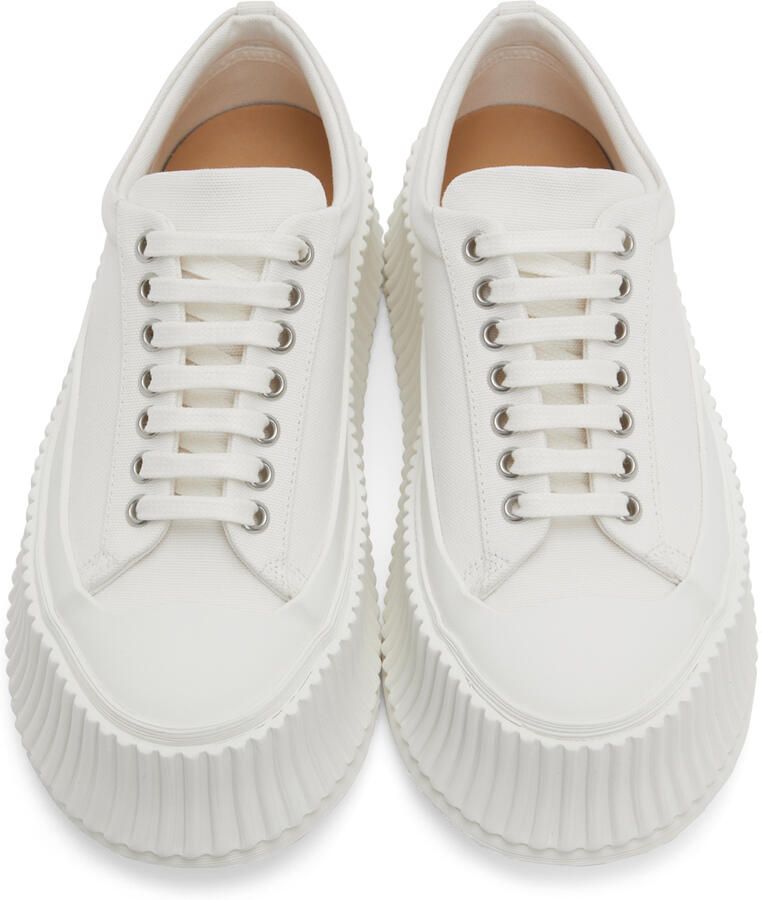 Jil Sander White Canvas Platform Sneakers