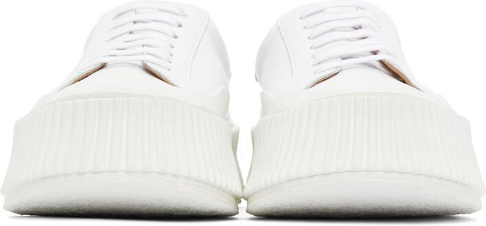 Jil Sander White Leather Platform Sneakers - Picture 3