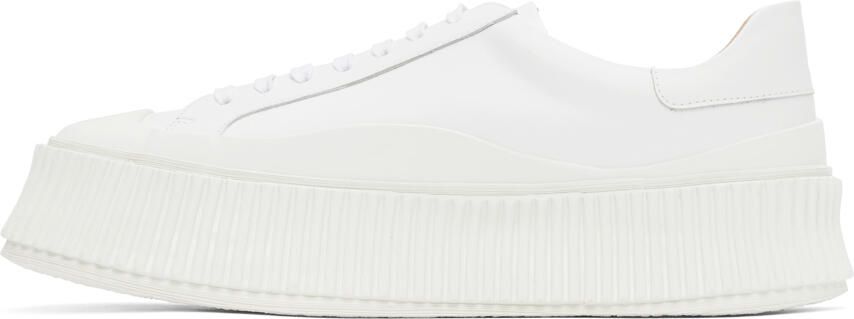 Jil Sander White Leather Platform Sneakers - Picture 2