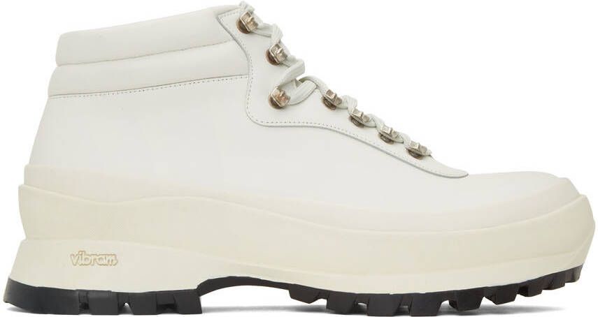 Jil Sander SSENSE Exclusive White Lace-Up Work Boots