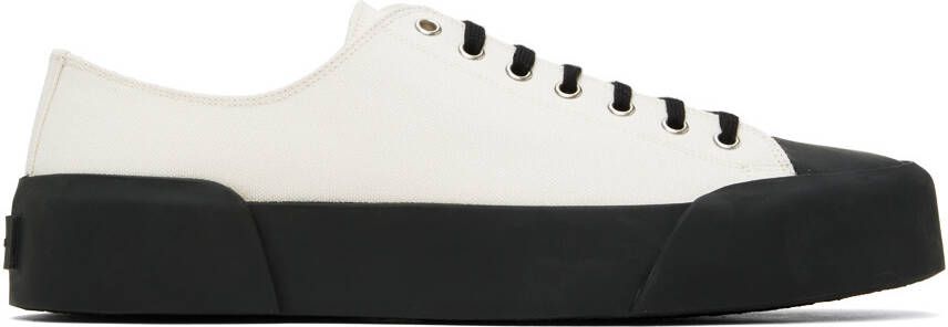 Jil Sander White & Black Canvas Sneakers