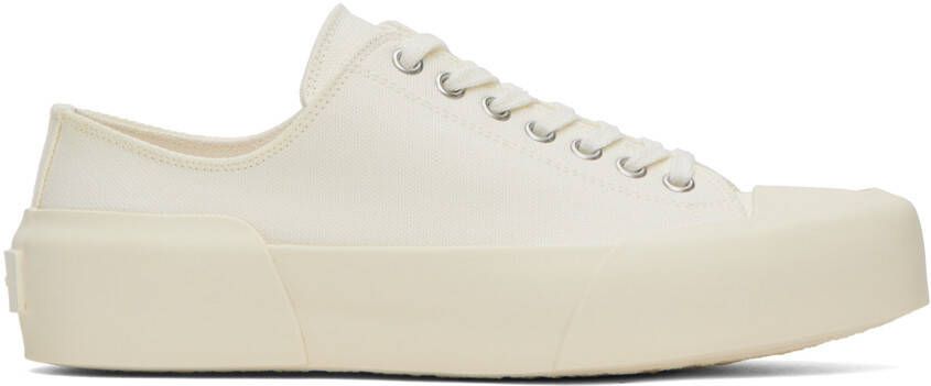 Jil Sander Off-White Canvas Sneakers - Picture 3
