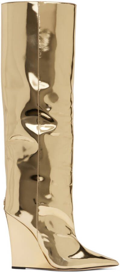 Jimmy Choo Blake metallic 110mm wedge boots Gold - Picture 3