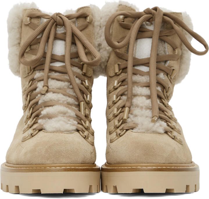 Jimmy Choo Beige Shearling Eshe Hiking Boots - Picture 3