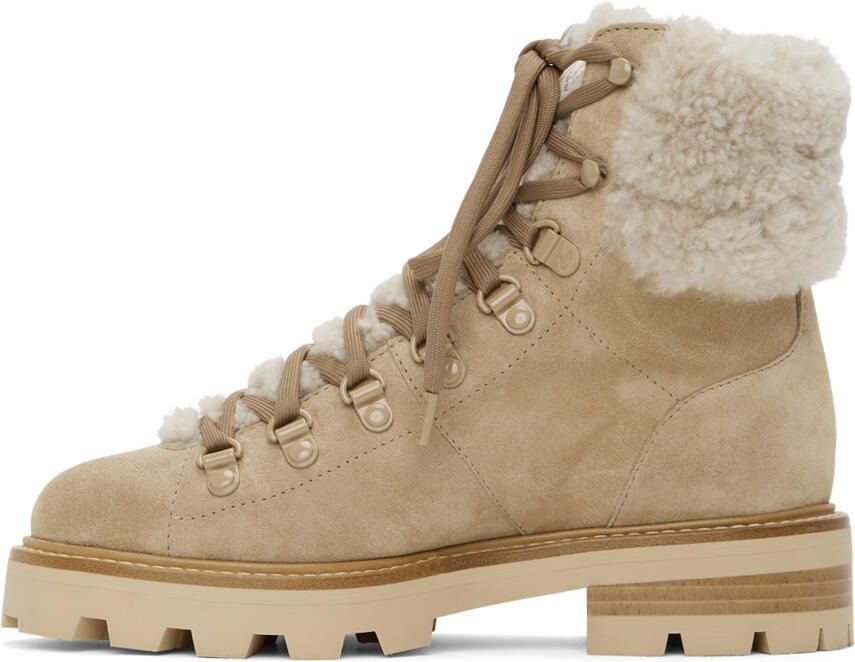 Jimmy Choo Beige Shearling Eshe Hiking Boots - Picture 2