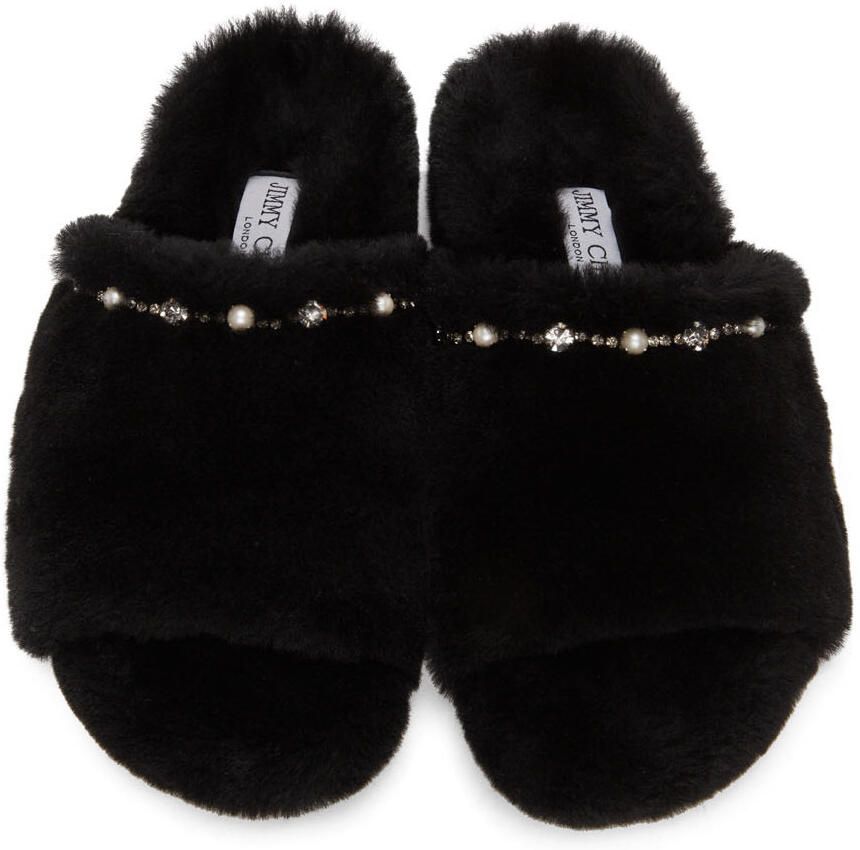 Jimmy Choo Black Acinda Flat Slippers