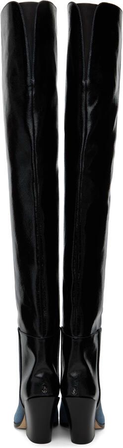 Jimmy Choo Black & Blue Maceo 85 Boots - Picture 5