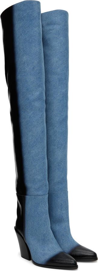 Jimmy Choo Black & Blue Maceo 85 Boots - Picture 3