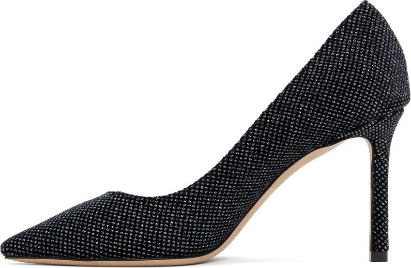 Jimmy Choo Black Glitter Romy 85 Heels
