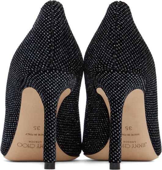 Jimmy Choo Black Glitter Romy 85 Heels - Picture 4