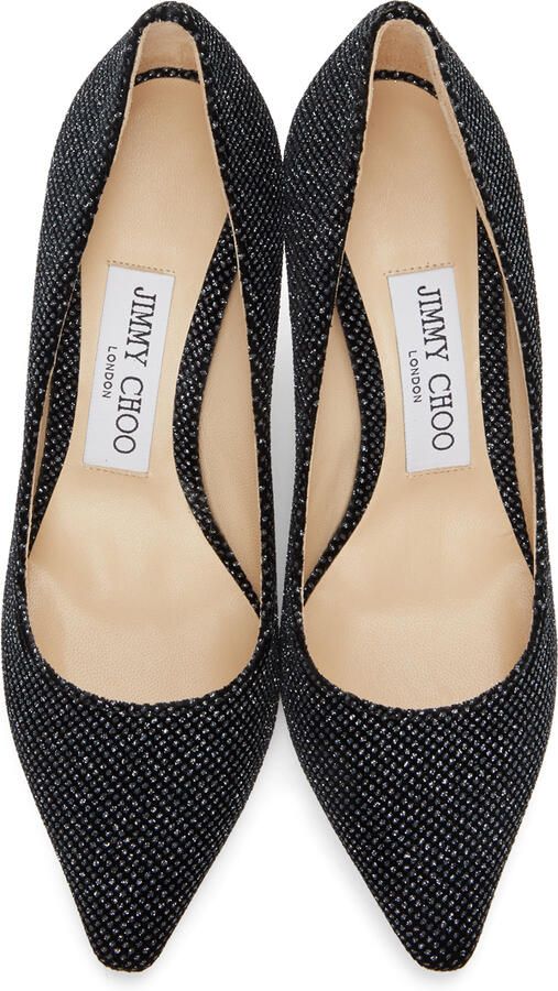 Jimmy Choo Black Glitter Romy 85 Heels - Picture 2