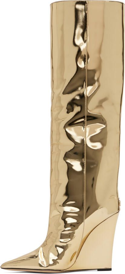 Jimmy Choo Blake metallic 110mm wedge boots Gold - Picture 1