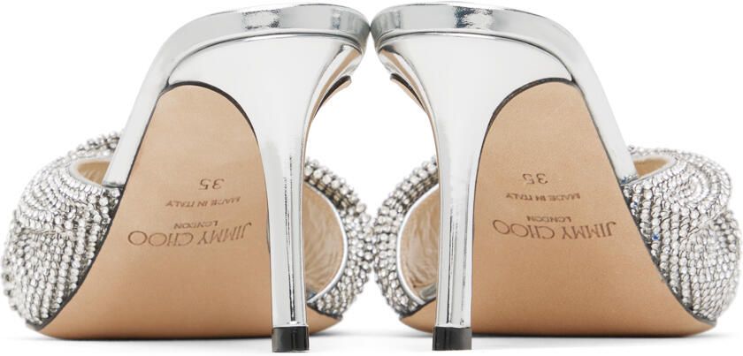 Jimmy Choo Silver & Off-White Naria 75 Mules