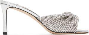 Jimmy Choo Silver & Off-White Naria 75 Mules