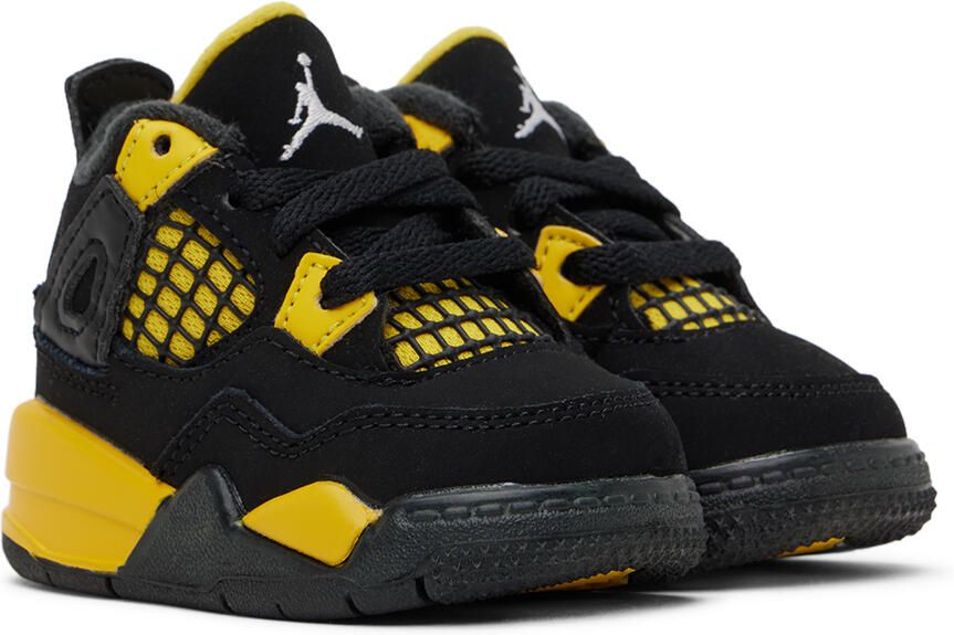 Nike Jordan Baby Black & Yellow Jordan 4 Retro Thunder Sneakers - Picture 3
