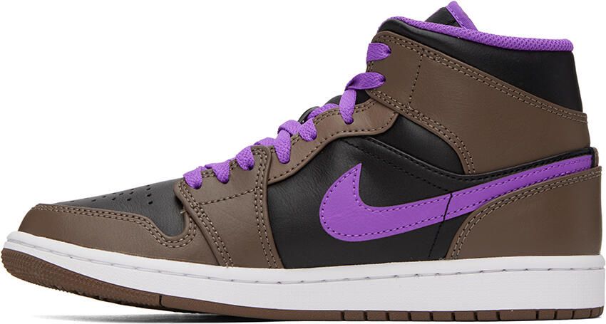 Nike Jordan Brown & Black Air Jordan 1 Mid Sneakers - Picture 3