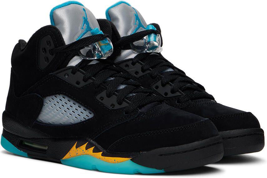 Nike Jordan Kids Black Air Jordan Retro 5 Big Kids Sneakers - Picture 2