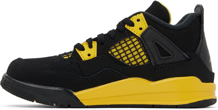 Nike Jordan Kids Black & Yellow Jordan 4 Retro Thunder Little Kids Sneakers - Picture 2